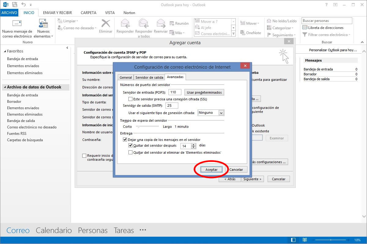 ConfiguraciÃ³n de Outlook 2013 Paso 5